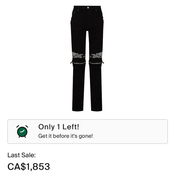 *SOLD* AMIRI Men’s Bandana Zip Knee Skinny Jeans - Picture 6 of 6